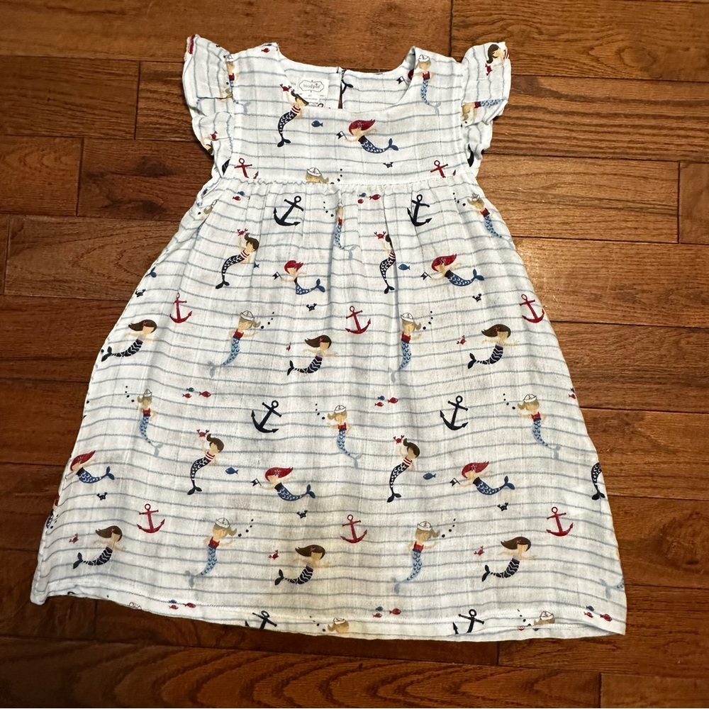 Mud Pie Nautical Mermaid Kids Dress - White and Blue